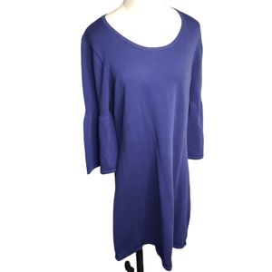 Sail to Sable Scoopneck Bell Sleeve Cotton Sweater Dress blu Periwincle Preppy L